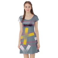 Background Abstract Non Seamless Short Sleeve Skater Dress
