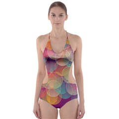 Background Circles Abstract Cut-out One Piece Swimsuit by Pakrebo