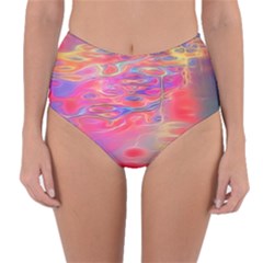 Purple Red Abstract Pool Reversible High-waist Bikini Bottoms