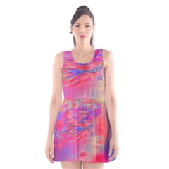 Purple Red Abstract Pool Scoop Neck Skater Dress