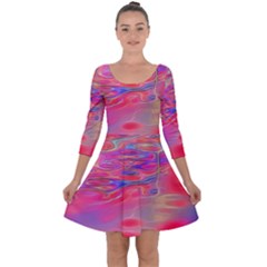 Purple Red Abstract Pool Quarter Sleeve Skater Dress