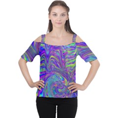 Abstractwithblue Cutout Shoulder Tee