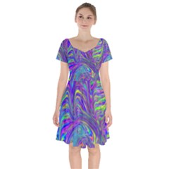 Abstractwithblue Short Sleeve Bardot Dress