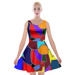 Crazycolorabstract Velvet Skater Dress