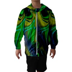 Green Blue Yellow Swirl Kids  Hooded Windbreaker by bloomingvinedesign