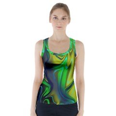 Green Blue Yellow Swirl Racer Back Sports Top