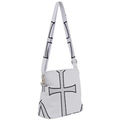 Anchored Cross Zipper Messenger Bag