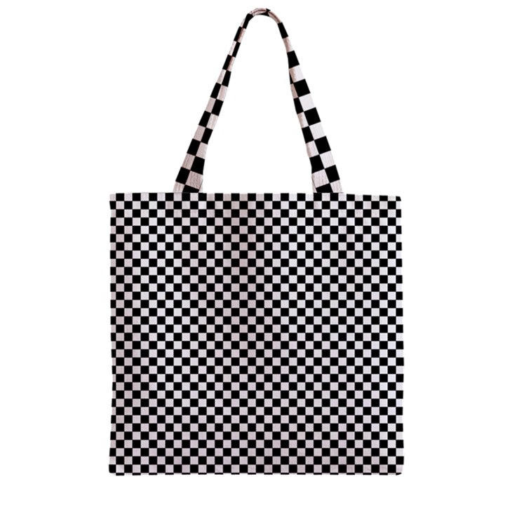 Background Black Board Checker Zipper Grocery Tote Bag