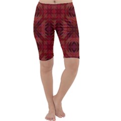 Maroon Triangle Pattern Seamless Cropped Leggings  by Pakrebo