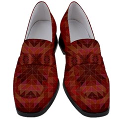 Maroon Triangle Pattern Seamless Women s Chunky Heel Loafers by Pakrebo