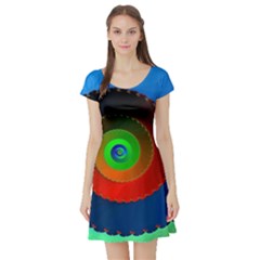 Fractal Spiral Curve Helix Short Sleeve Skater Dress