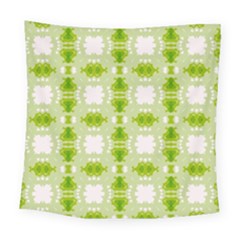 Seamless Wallpaper Background Green White Square Tapestry (large) by Pakrebo
