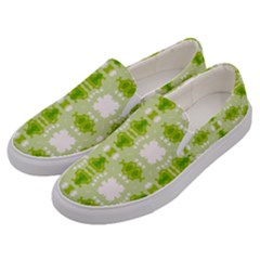 Seamless Wallpaper Background Green White Men s Canvas Slip Ons by Pakrebo