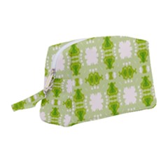 Seamless Wallpaper Background Green White Wristlet Pouch Bag (medium) by Pakrebo