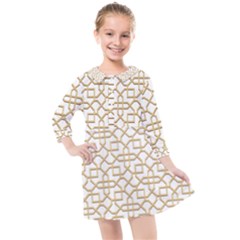 Graphic Mughal Pattern Jali Jaali Kids  Quarter Sleeve Shirt Dress by Pakrebo