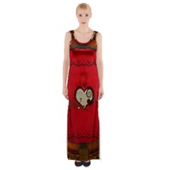 Beautiful Elegant Hearts With Roses Maxi Thigh Split Dress by FantasyWorld7
