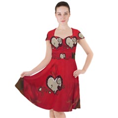 Beautiful Elegant Hearts With Roses Cap Sleeve Midi Dress by FantasyWorld7