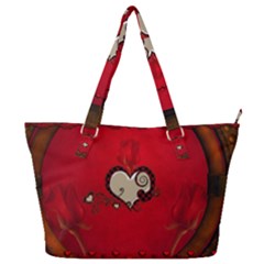 Beautiful Elegant Hearts With Roses Full Print Shoulder Bag