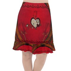 Beautiful Elegant Hearts With Roses Fishtail Chiffon Skirt by FantasyWorld7