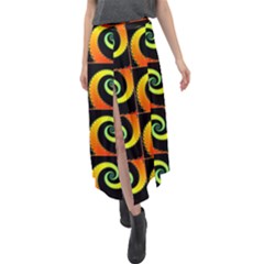 Spiral Seamless Pattern Fractal Velour Split Maxi Skirt