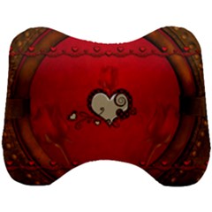 Beautiful Elegant Hearts With Roses Head Support Cushion by FantasyWorld7