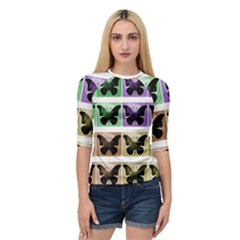 Seamless Wallpaper Butterfly Quarter Sleeve Raglan Tee