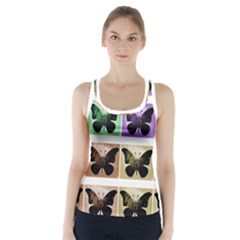 Seamless Wallpaper Butterfly Racer Back Sports Top