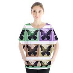 Seamless Wallpaper Butterfly Batwing Chiffon Blouse