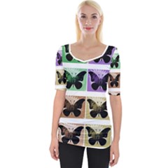 Seamless Wallpaper Butterfly Wide Neckline Tee