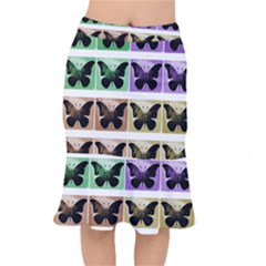 Seamless Wallpaper Butterfly Short Mermaid Skirt by Pakrebo