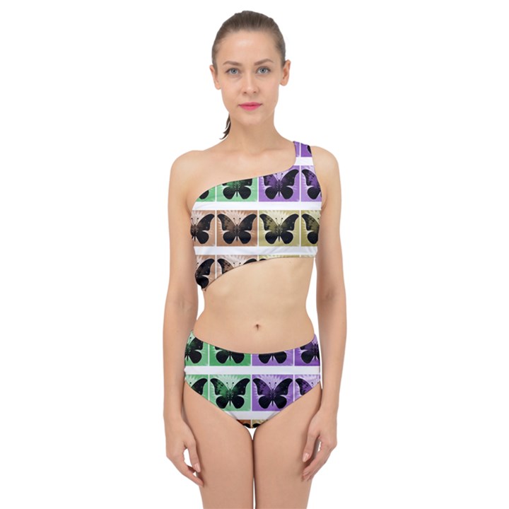 Seamless Wallpaper Butterfly Spliced Up Two Piece Swimsuit