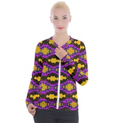 Seamless Wallpaper Digital Pattern Yellow Brown Purple Casual Zip Up Jacket by Pakrebo