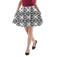 Seamless Wallpaper Pattern Ornamen Black White A-line Pocket Skirt by Pakrebo