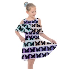 Seamless Wallpaper Butterfly Pattern Kids  Shoulder Cutout Chiffon Dress by Pakrebo