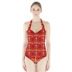 Pattern Seamless Stars Ornament Halter Swimsuit by Pakrebo