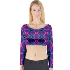 Seamless Wallpaper Art Digital Long Sleeve Crop Top by Pakrebo