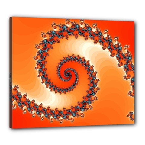 Fractal Rendering Spiral Twist Orange Canvas 24  X 20  (stretched) by Pakrebo