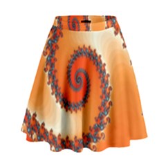 Fractal Rendering Spiral Twist Orange High Waist Skirt by Pakrebo