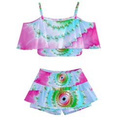 Fractal Spiral Twist Twisted Helix Kids  Off Shoulder Skirt Bikini by Pakrebo