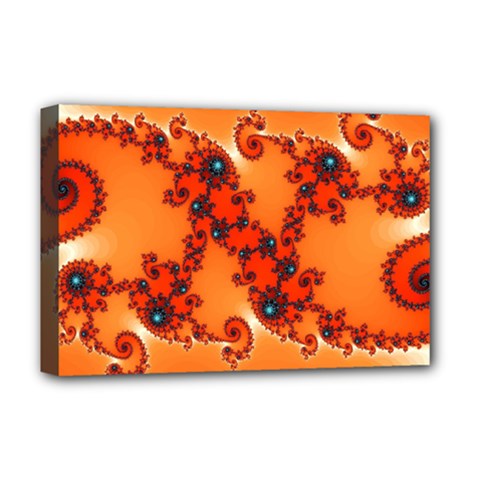 Fractal Rendering Spiral Curve Orange Deluxe Canvas 18  X 12  (stretched) by Pakrebo