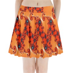 Fractal Rendering Spiral Curve Orange Pleated Mini Skirt by Pakrebo