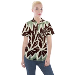 Drawing Autumn Leaves Season Women s Short Sleeve Pocket Shirt