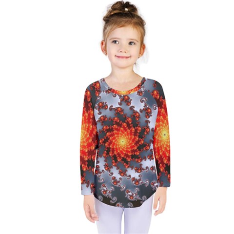 Fractal Spiral Rendering Curve Kids  Long Sleeve Tee by Pakrebo