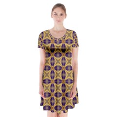 Seamless Wallpaper Pattern Ornament Vintage Short Sleeve V-neck Flare Dress