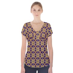 Seamless Wallpaper Pattern Ornament Vintage Short Sleeve Front Detail Top