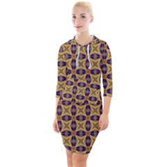 Seamless Wallpaper Pattern Ornament Vintage Quarter Sleeve Hood Bodycon Dress