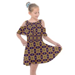 Seamless Wallpaper Pattern Ornament Vintage Kids  Shoulder Cutout Chiffon Dress