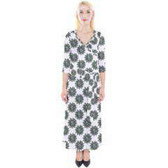 Graphic Pattern Flowers Quarter Sleeve Wrap Maxi Dress by Pakrebo