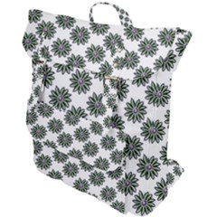 Graphic Pattern Flowers Buckle Up Backpack