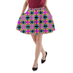 Seamless Wallpaper Pattern Ornament Pink Yellow A-line Pocket Skirt by Pakrebo